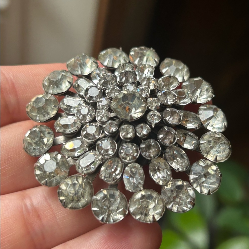 Elegant Vintage Coro Silver Crystal Brooch